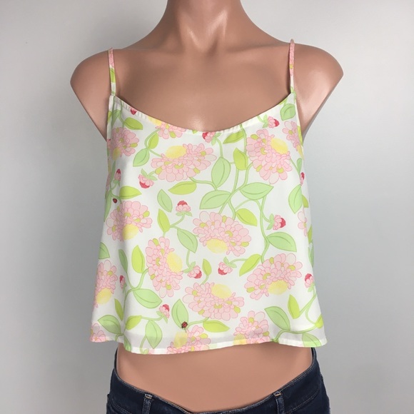 🛍 H&M | Floral Print Crop Tank | Size 8 - Picture 2 of 8